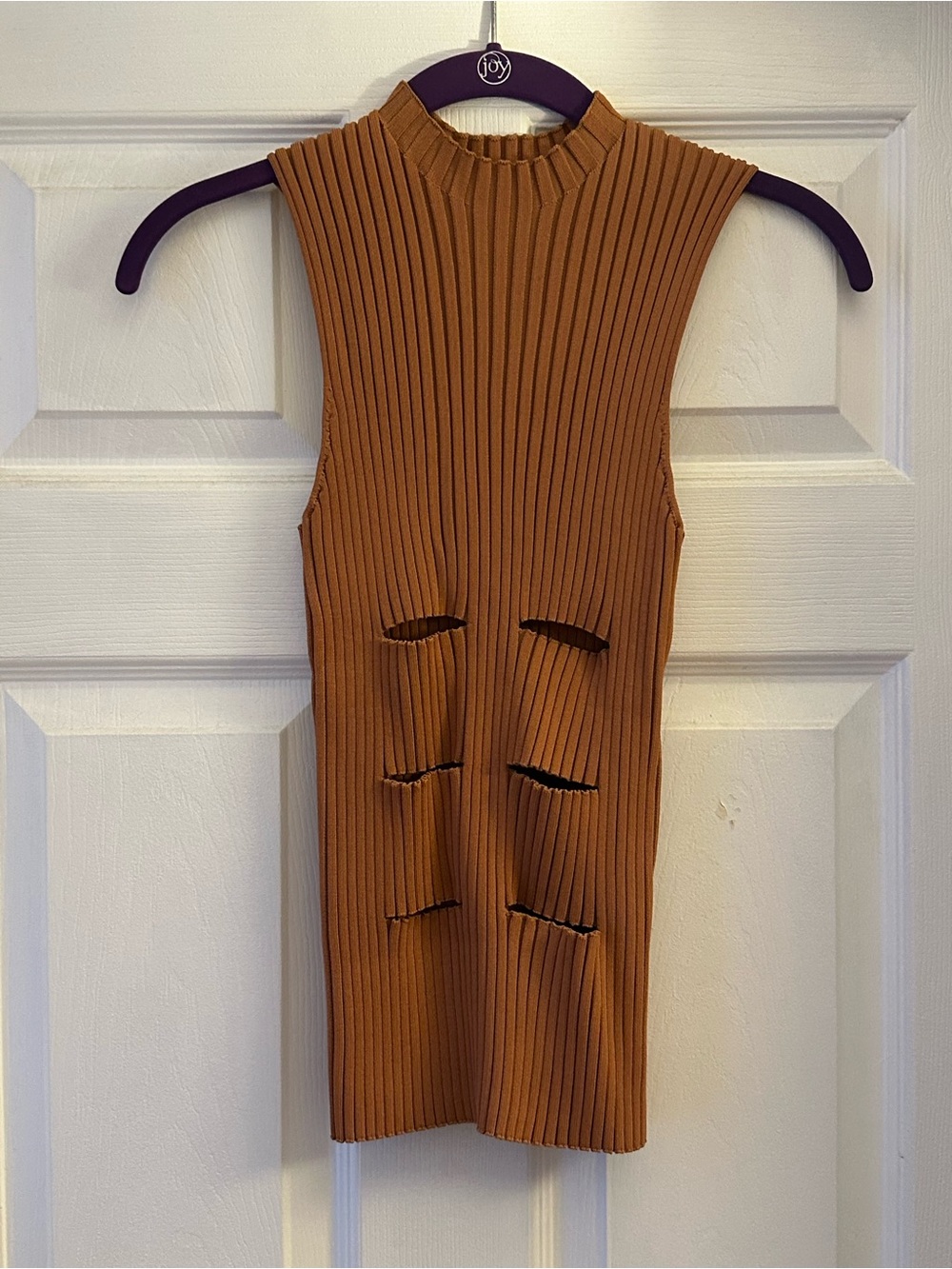 Dion Lee Rust Ribbed Cutout Tank Top